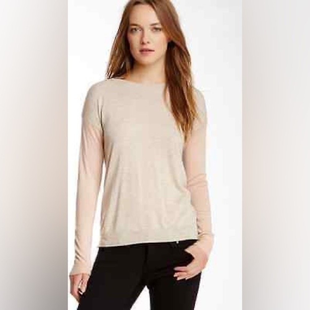 Rebecca Taylor Colorblock Crewneck Sweater Camel S - Picture 2 of 11